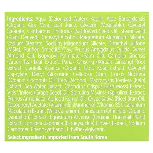 SeoulCeuticals Korean Skin Care Face Mask for Sensitive Skin - Korean Skincare Green Tea Wash Off Masks - K Beauty Face Masks - Aloe Vera Mask + Centella Asiatica Hydrating Facial Spa Mask 2oz