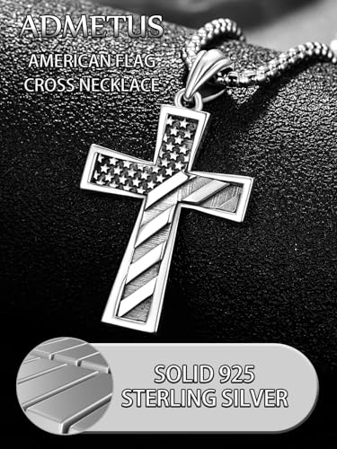 ADMETUS 925 Sterling Silver Cross Pendant Necklace, Protection Jewelry Religious Gifts for Men with 2.5mm 22"+2" Rolo Chain4