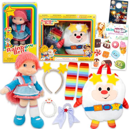 The Loyal Subjects Rainbow Brite Dolls Set for Girls - Bundle with 2 Dolls Featuring 12 Inch Moonglow and Dress Up Set, Plus Tattoos, More | Rainbow Brite Plush Figures