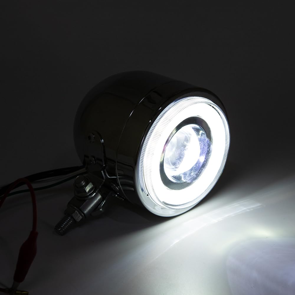 Faros Auxiliares de Moto LED Faro Motos Dobles Faros Antiniebla Moto Compatible Bobber Street Cafe Racer (chrome)