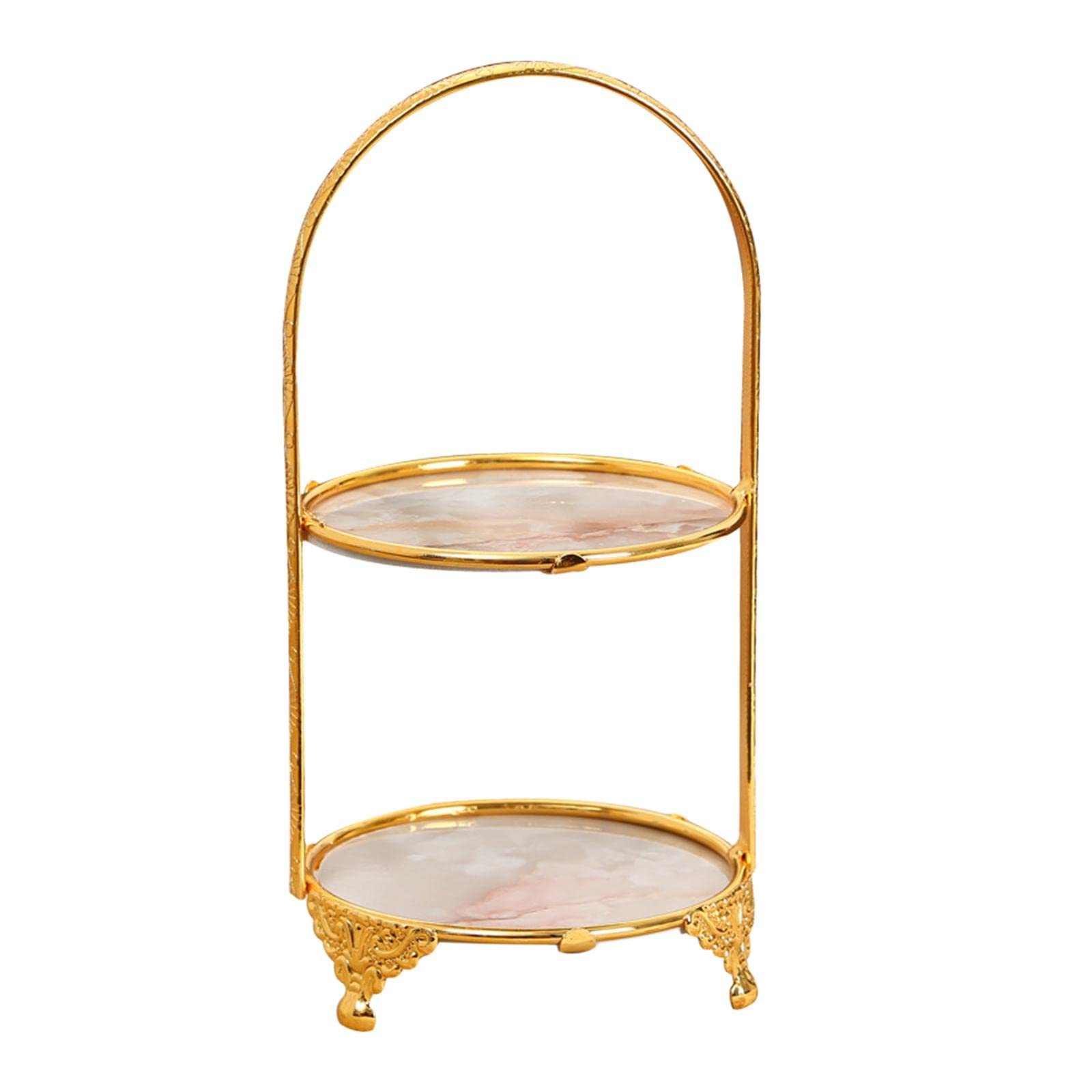 SePKUs Soporte para Tartas de Hierro Decorativo para Tartas, Bandeja Moderna para Tartas, vajilla para Eventos, Fiestas, Bodas, postres, Magdalenas, Plato para Tartas (Disco de Dos Niveles)