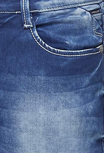 Image of Men Slim Fit Mid - Rise Jeans (Dark Blue)