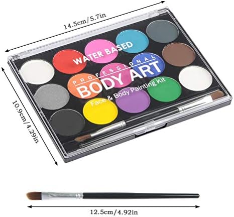 WOWOSS Professional Face and Body Paint Palette with Brush 15 Colour Non-Toxic Face Paint for Kid Adult Washable Safe Face Painting Palette for Halloween Party, Festival Party