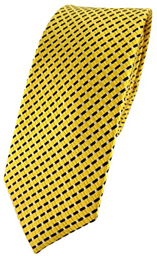 Cravate en soie TigerTie étroite rayée jaune argent noir pour costume chic de mariage