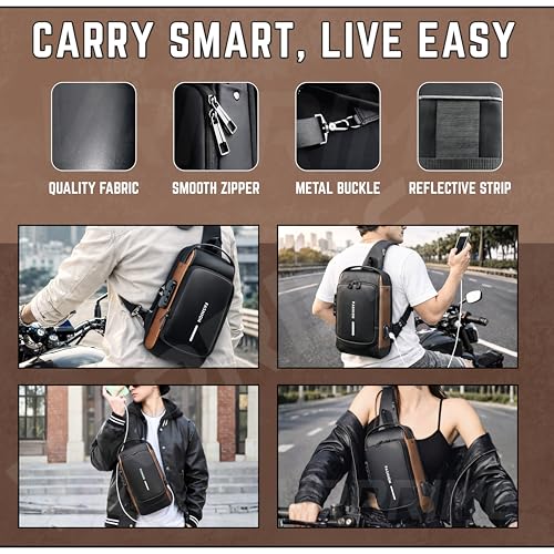 Image of Sling Side Bag For Men | Anti-Theft Smart Waterproof Crossbody Chest Bag for Travel | Messenger Bags Casual Shoulder Bag for Men and Women (ALLBLACK)