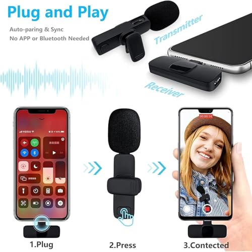 Image of K8 Wireless Microphone Lavalier Mini Mic | Plug and Play | Lightning & Type-C Receiver for for iPhone, Android, Vlogging, YouTube & Online Class