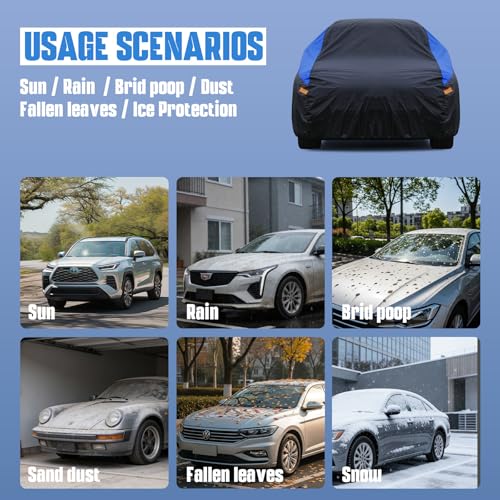 Image of GUNHYI Car Cover Compatible with Chevy Tracker Waterproof All Weather, Lightweight Full Exterior Cover for Automobiles Outdoor Sun UV Rain Dust Snow Wind Protection.