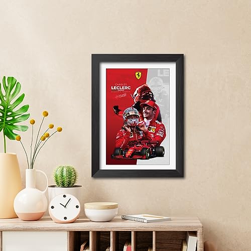 Image of TenorArts Charles Leclerc Poster F1 Driver Posters Formula One Photo Frame Painting with Matt Finish Black Texture (12 inches x 9inches)