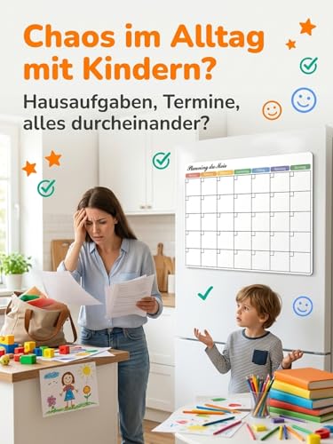 SONNELD Magnetischer Wochenplaner Abwischbar für Kinder & Familie – Whiteboard Magnettafel Kühlschrank mit 5 Stifts & Radierer, Familienplaner Stundenplan Haushaltsplan Essensplaner