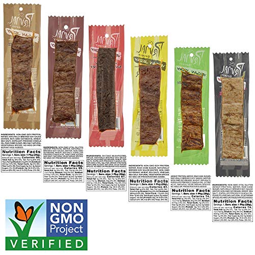 Primal Spirit Vegan Jerky - Most Popular Flavors Pack, 10 G. Plant Based Protein, ("The Classics" 3 Teriyaki, 3 Hickory Smoked, 3 Texas Bbq, 1 Thai Peanut, 1 Hot & Spicy, 1 Mesquite Lime, 12-Pack, 1 O #TOP1
