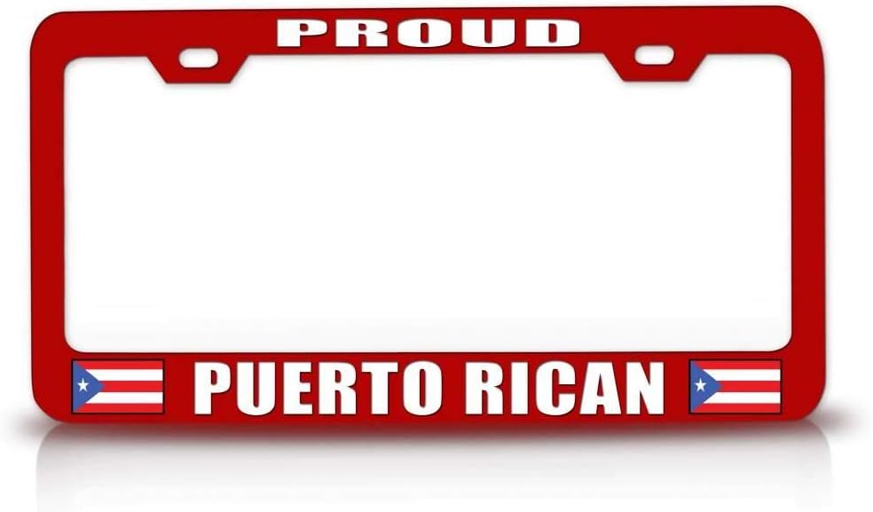 Proud Puerto Rican Country Flag Metal Car SUV Truck License Plate Frame Red o74