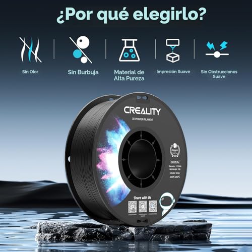 Miniatura 3 de Creality Petg Filamento 1.75 Para Impresora 3d: Excelente Tenacidad Alta Precisión Dimensional - 0,02 Mm, Bobina De 1kg 2,2lb For Con La Mayoría De Impresoras 3d Fdm,Petg Negro