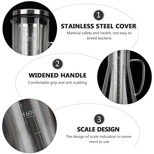 Luxshiny 1600Ml de Vidro de Café Jarra De Café Frio Criador Brew Café Gelado Jarro Jarro de Café Gra