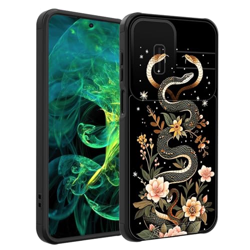 smauncucn for Galaxy A17 5G Case with Slide Camera Cover,Heavy Duty Dual Layer Hybrid Shock Proof Protective Rugged Bumper Case for Samsung Galaxy A17 5G 6.7" 2025,Aesthetic Snake Floral