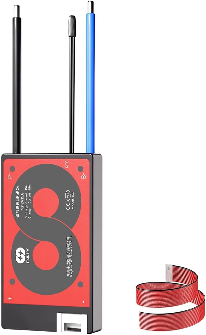 DALY 12V 15A 4S BMS Protection Board with Balance Wire and Temperature Sensor for Lithium Battery Pack