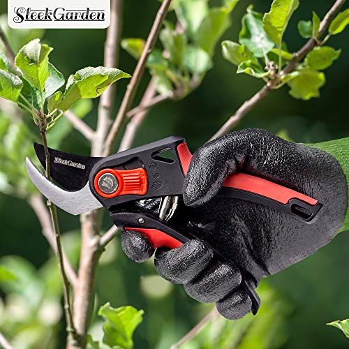 8-Piece Gardening Tool Set-Includes EZ-Cut Pruners, Lightweight Aluminum Hand Tools with Soft Rubber Handles- Trowel, Bamboo Gloves, Garden Tote, High Density Comfort Knee Pad Gardening Gifts Tool Set