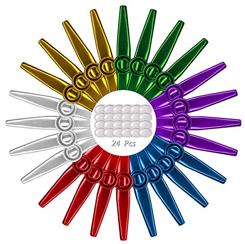ATROPOS Kazoo for Kids Adults, 24 Pcs Multicolor Metal Kazoos Musical Instruments Flutes With 24 Pcs Kazoo Flute Diaphragms Good Companion for Guitar,Ukulele, Violin, Piano for Kids Music Lovers