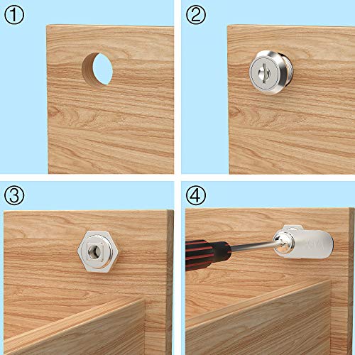 Tyi Cabinet Cam Lock Set, 5 Pack Keyed Alike Cylinder Cam Locks Secure Mailbox File Drawer Dresser Rv Compartment Lock Tool Box Replacement Hardware, Chrome-Finish Zinc Alloy (5/8 Inch) #TOP5