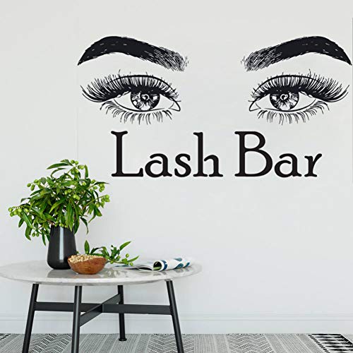 GUDOJK Autocollant Mural Lash Bar Sticker Microblading Maquillage Mur Art Mural Cils Maquillage Citation Stickers Muraux Beauté Salon Design Décor Cover