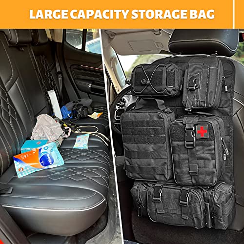 Maiker Tactical Car Seat Back Organizer, Upgrade Tactical Vehicle Panel Organizer With 5 Detachable Molle Pouch, Universal Fits For Most Of Vehicle Black #TOP2