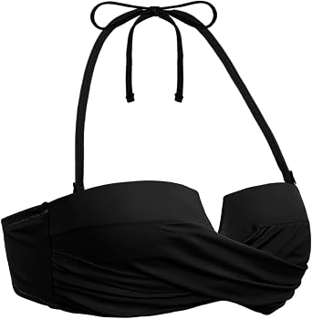 Hilor Women's Bandeau Bikini Top Halter Strapless Bikini Swimsuits Sexy Push Up Bathing Suits Tops