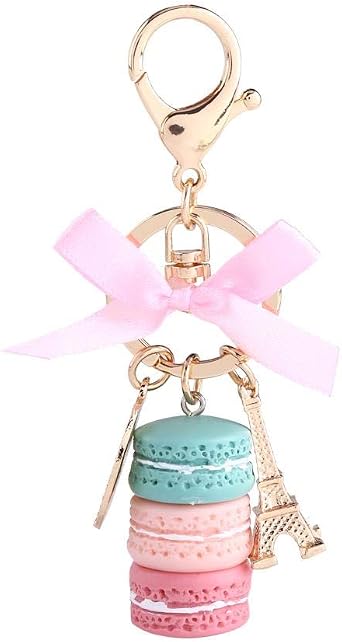 HEEPDD Creative Keychain,Macaroon Keychains Alloy Mini Eiffel Tower Pendant KeyringTotal Length 4.72 inch