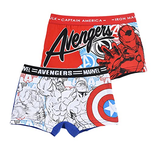 French Market Boxer Garçon Pat Patrouille Spiderman Cars Avengers Jurassic World Mickey (6-8 Ans, Pack Avengers 3059/ROUGE) Cover