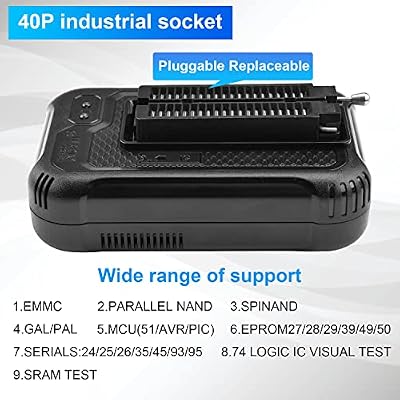 T48 TL866-3G Programmer,TL866II Upgrade Programmer Support 31000+ ICS for SPI/NAND/EMMC/EMCP/Flash/MCU/Tester/TL866CS TL866II Plus +(12 Parts)