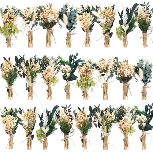Layhit 24 Pcs Boho Dried Flower Bouquet Mini Wedding Handmade