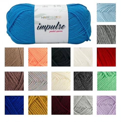 Image of WOAFashions Impulse Hand Knitting & Crochet Yarn, Premium Acrylic, 4 : Medium (Azure Blue) (2x100gms / 3.5oz / 200mtr / 218yds)