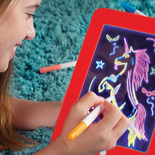 Ontel Deluxe Bonus Magic pad Light up LED Drawing Tablet which Includes 4 Dual Side Markets, Fun Guide 42 Stencils, Glow Boost Card, Dry Eraser and Carrying Case - Thumbnail 5