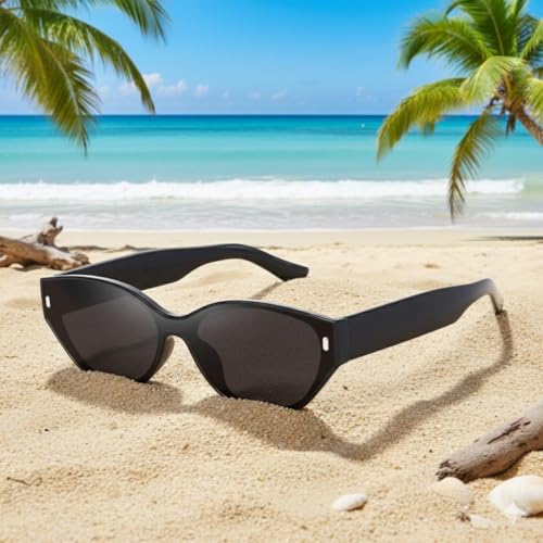 Image of IFLASH Retro Oval Cat Eye Sunglasses for Women Y2k Trendy Narrow Sunnies Designer Sun Glasses