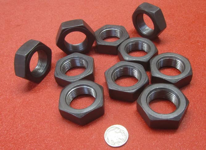 Grade 2 Steel Extra Wide Hex Nuts RH 1 1/8"-12 Thread x 1-11/16" W x 39/64" H 10 Pcs