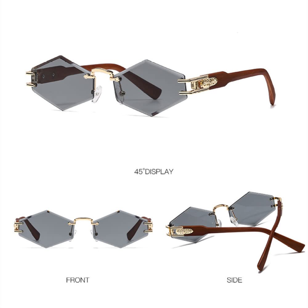 Gafas de sol de diseñador para mujeres y hombres Gafas con forma de hexágono sin montura Tonos