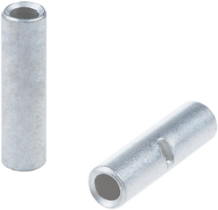 AIRIC 100pcs 22-16 16-14 12-10 Gauge Electrical Wire Seamless Non Insulated Butt Connectors Uninsulated Connectors Crimp Ferrule Terminals (16-14 AWG)