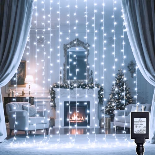 Soagrc 300 LED Curtain String Lights 9.8FT Plug in Fairy