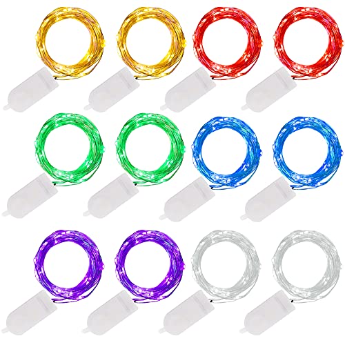 Twinkle Star 20 Led 6.5 Ft Fairy String Lights Cell Battery Operated, Waterproof Silver Wire Firefly Starry Mini Lights For Indoor Christmas Party Table Decoration (12 Pack, Multicolor) #TOP19