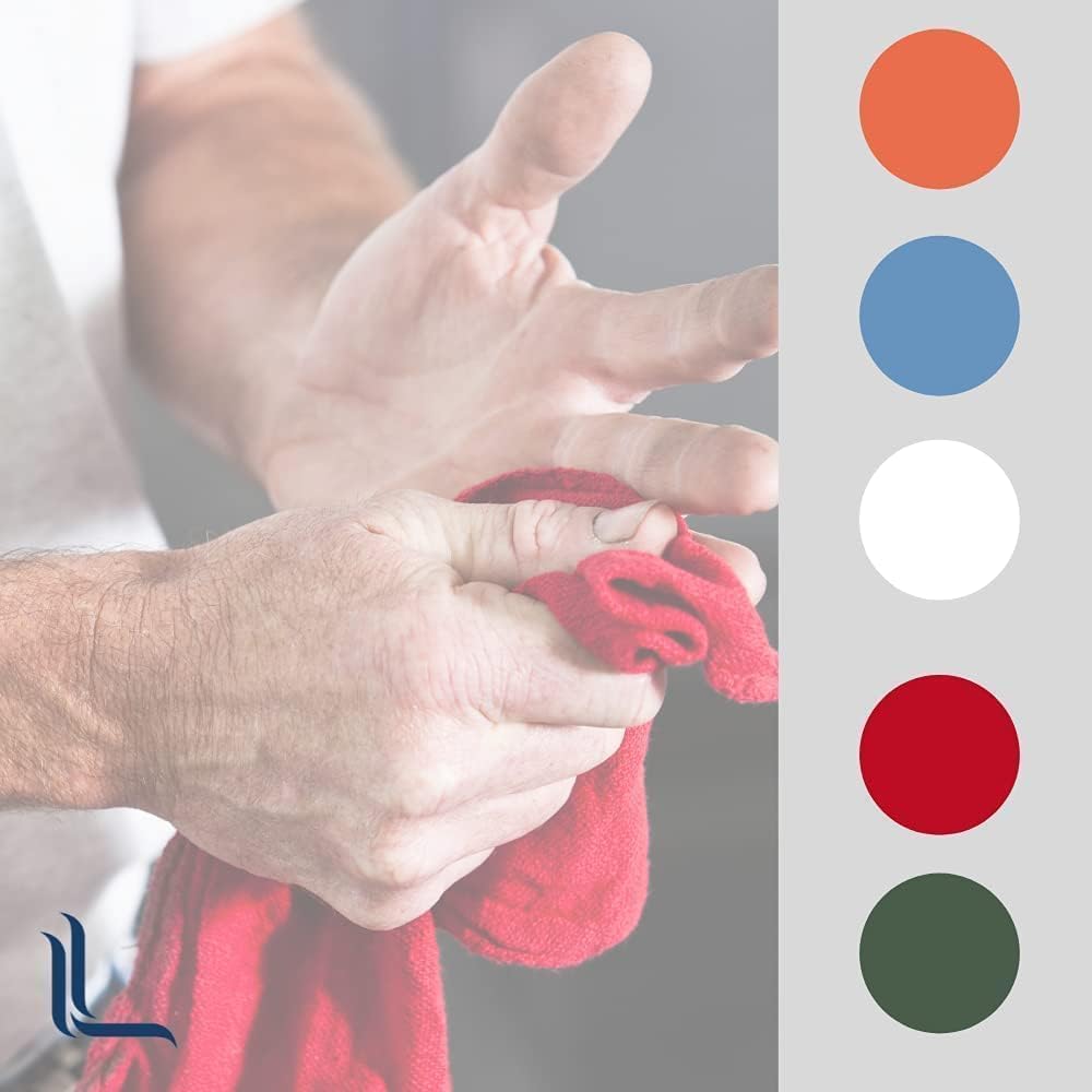 Linteum Textile Shop Towels - Red (Pack of 100) 12"x14" - 100% Cotton Bulk Shop Rags - Super Absorbent Cleaning Rags for Automobiles, Mechanic, Garage, Industries & Homes