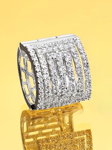 Image of Rubans Earrings Crystal Studded Trendy & Zirconia Demi Fine Hoop Party Look Jewellery Gift for Women & Girls