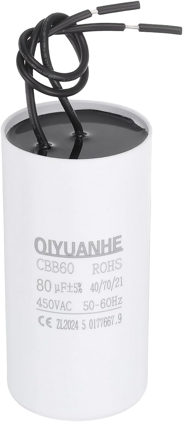 sourcing map 1pcs CBB60 Capacitor, 80uF 450V Run Round Start Capacitor for Water Pump AC Electric Motor HVAC Compressor Generator Air Condenser