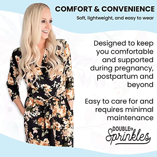 Double The Sprinkles Maternity Robe - Labor And Delivery Essential Nursing Gown For Hospital, Postpartum Robe For Women, Breastfeeding Dress And Maternity Sleepwear (Aqua Floral,Large) #TOP4