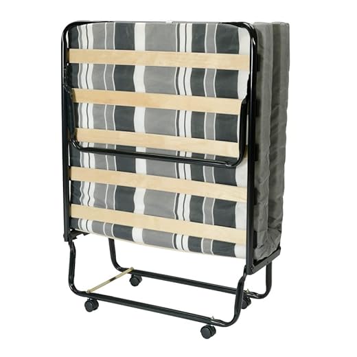 EBAC Literie Lit Pliant M8-80x190 - Tissu déco - Lattes Bois - Gain de Place