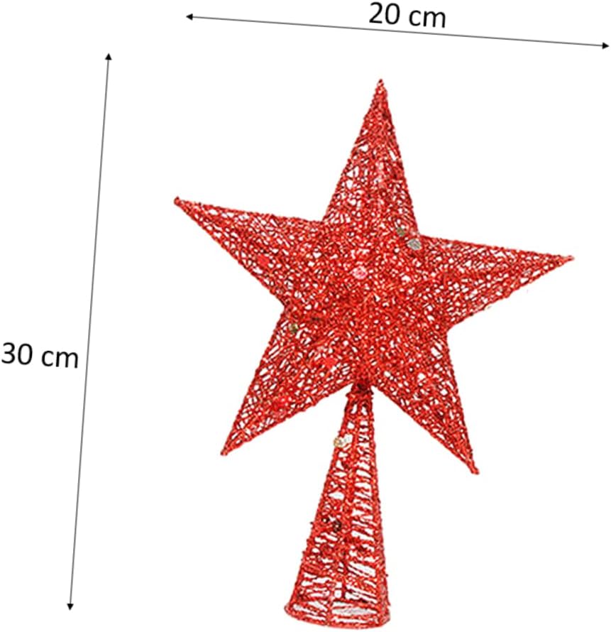 YYZKYTO Ornament Point Five Topper Christmas Ornaments Glitter Cm Wrought Glittering Decoration Iron Tree Star Toppers Supplies Home Party Holiday Treetop for Decor Gold Commemoration Day