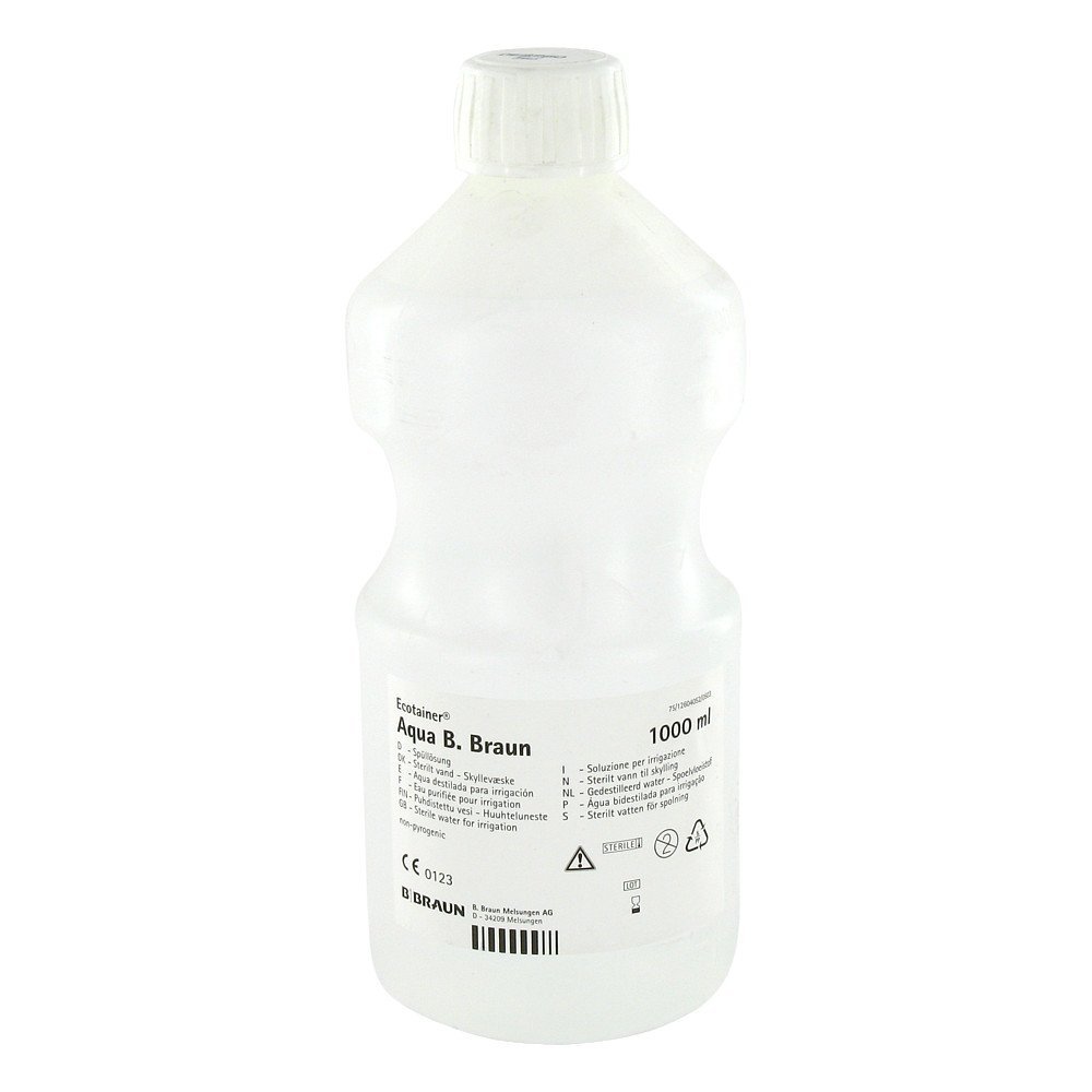 Lot De 8 Bouteilles Aqua B. 1000 Ml – Polypropylène Incassable, Poignée Intégrée, Eau Stérile – Pour Rinçage Et Dosage