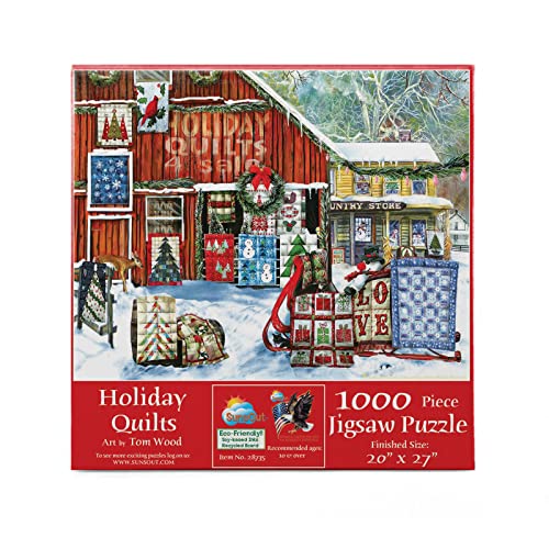 SunsOut Holiday Quilts 1000 Piece Jigsaw Puzzle #TOP15