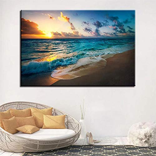 Tableau plage coucher de soleil pour salon et chambre 40x65 cm - 3