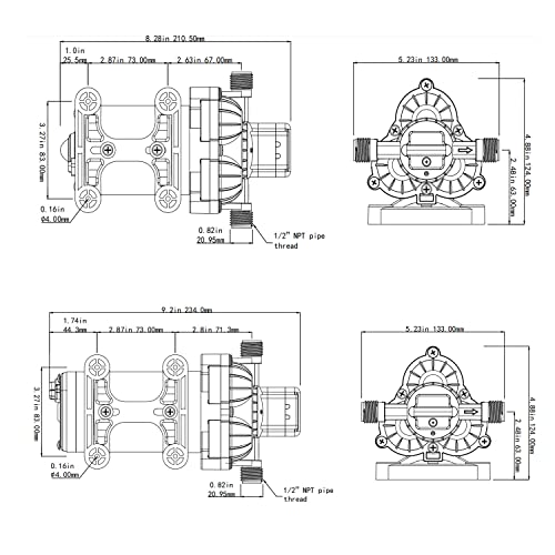 Water Diaphragm Pump 12 Volt Dc 4.0 Gpm 50Psi, On Demand Self-Priming Water Pump For Rv Caranvan Marine Camper Sprayer #TOP3