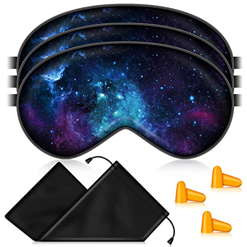 BVYA 3 PCS A Set, Silk Sleep Mask, Eyes Mask, Mulberry Silk Soft Adjustable Strap Eye Cover (I Series)