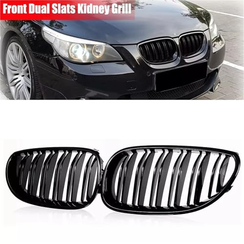 Parrilla delantera doble línea tipo riñón compatible con BMW Serie 5 M5 E60 2003-2010 2