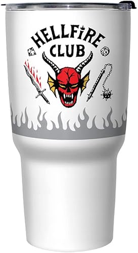 Netflix Stranger Things Hellfire Logo Flame - Taza de viaje de acero inoxidable, 27 onzas, multicolor